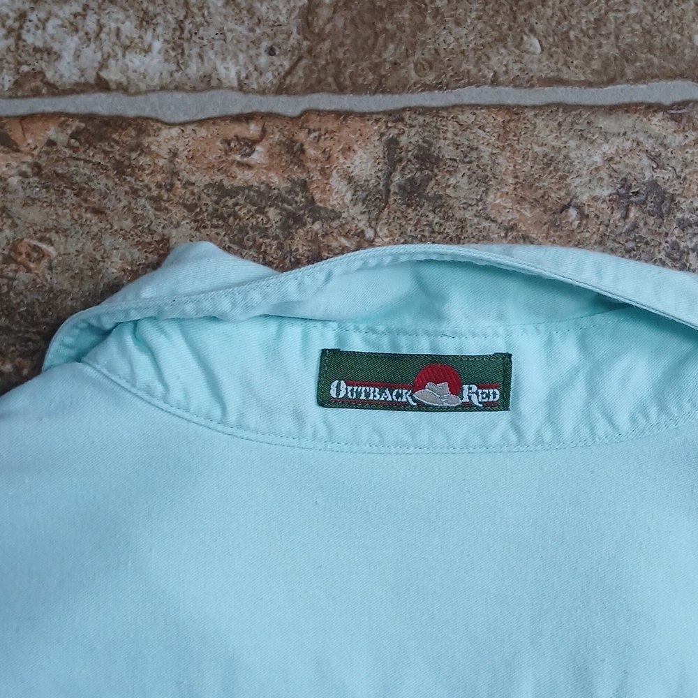 GUC Vintage 80s Outback Red long sleeve button down shirt mint green size small - Picture 6 of 7